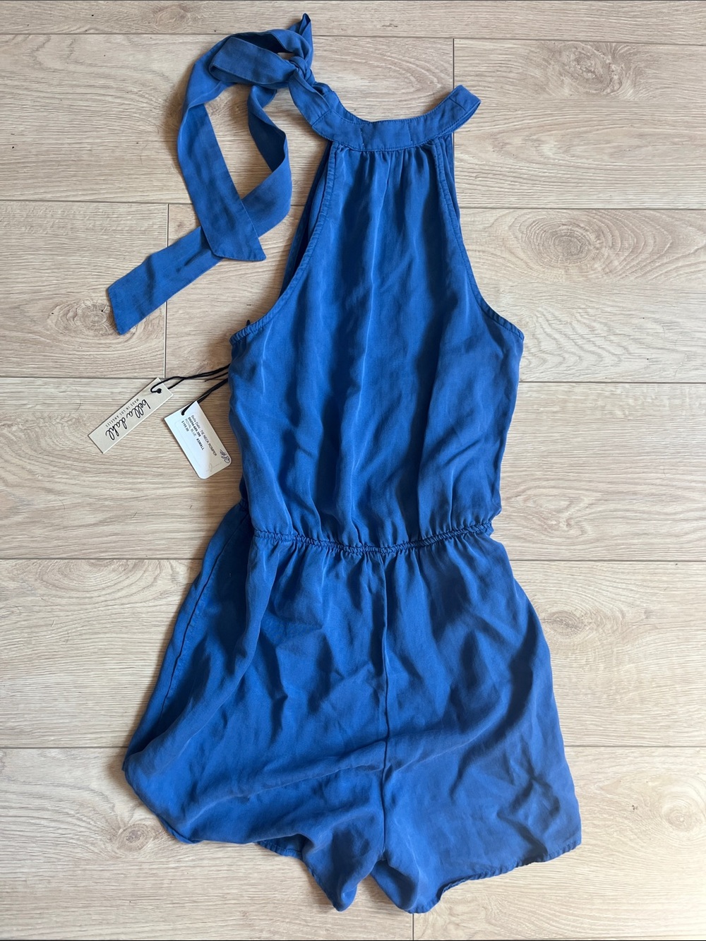 Bella Dahl Cobalt Blue Halter Romper with Tie Neck